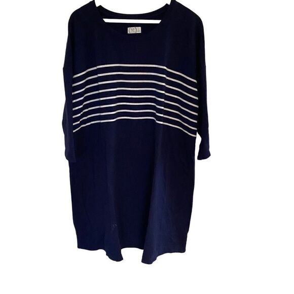 Maurices 24/7 long sleeve dress blue white striped plus size 2 = 20/22 - Picture 1 of 6